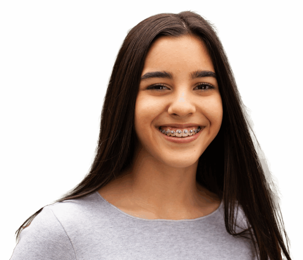 teen girl with braces smiling
