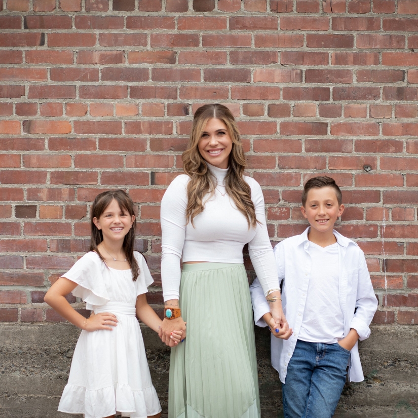 mother with two kids